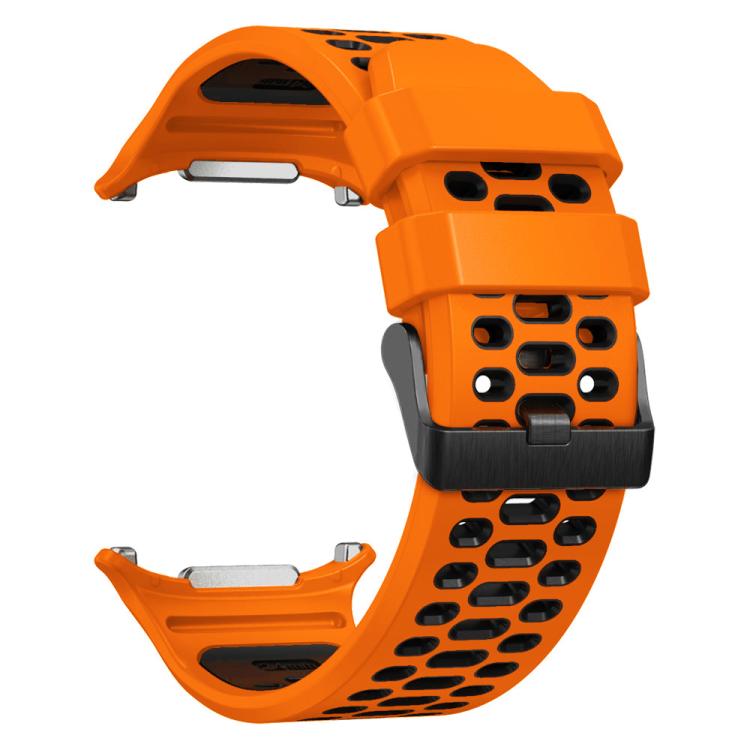 For Samsung Galaxy Watch Ultra 47mm / Ultra 2025 Two Color Silicone Breathable Watch Band(Orange Black) by bashfashion