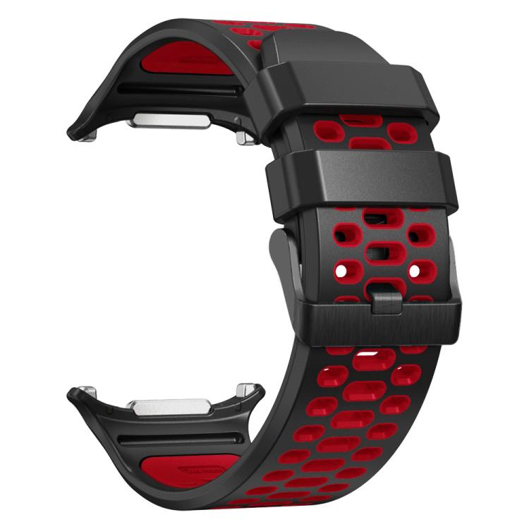 For Samsung Galaxy Watch Ultra 47mm / Ultra 2025 Two Color Silicone Breathable Watch Band(Black Red) by bashfashion