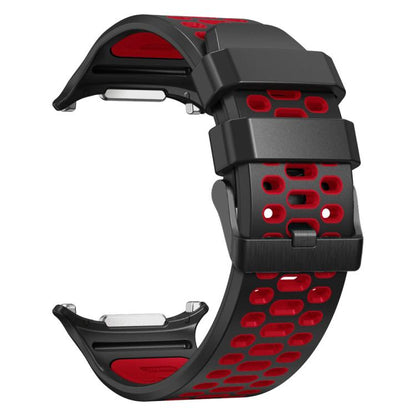 For Samsung Galaxy Watch Ultra 47mm / Ultra 2025 Two Color Silicone Breathable Watch Band(Black Red) by bashfashion
