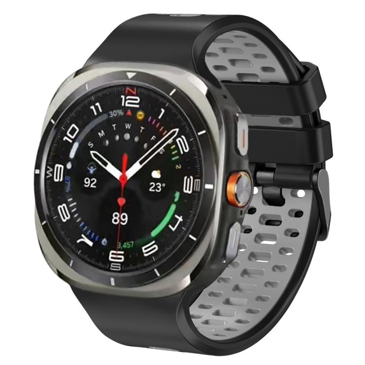 For Samsung Galaxy Watch Ultra 47mm / Ultra 2025 Two Color Silicone Breathable Watch Band(Black Grey) by bashfashion