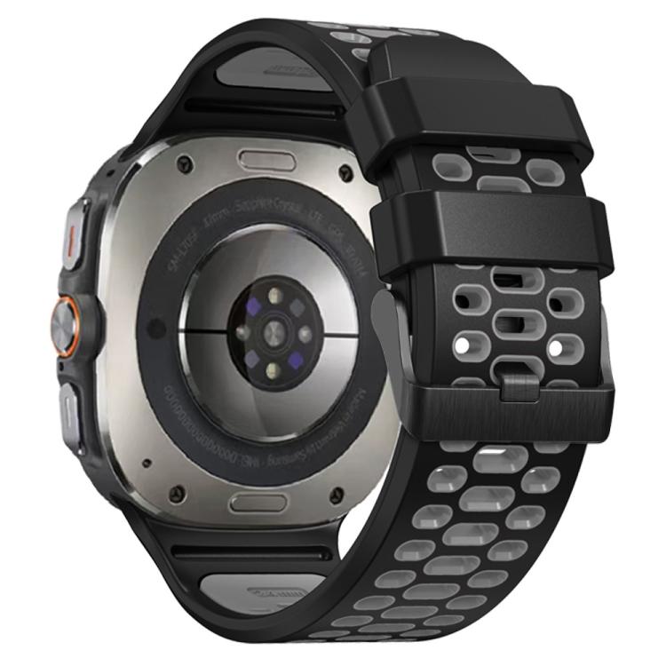 For Samsung Galaxy Watch Ultra 47mm / Ultra 2025 Two Color Silicone Breathable Watch Band(Black Grey) by bashfashion