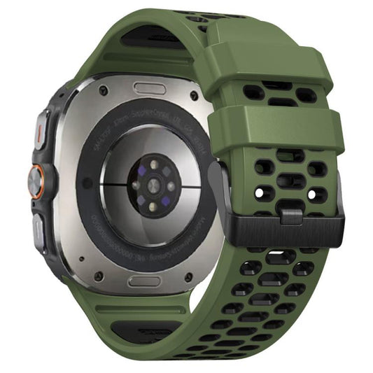 For Samsung Galaxy Watch Ultra 47mm / Ultra 2025 Two Color Silicone Breathable Watch Band(Army Green Black) by bashfashion