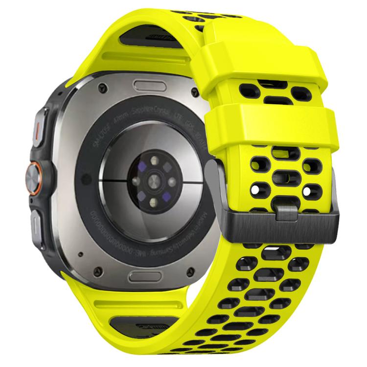 For Samsung Galaxy Watch Ultra 47mm / Ultra 2025 Two Color Silicone Breathable Watch Band(Lime Black) by bashfashion