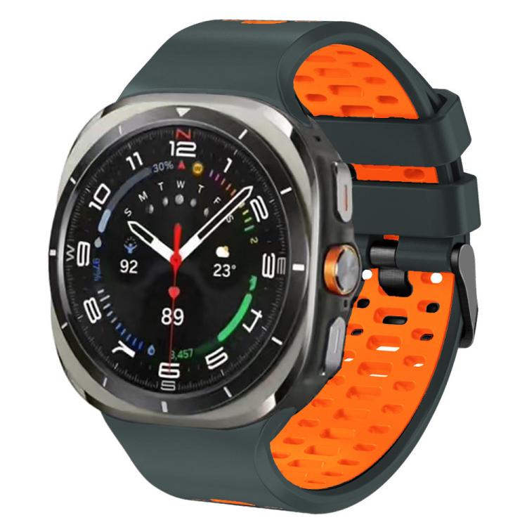 For Samsung Galaxy Watch Ultra 47mm / Ultra 2025 Two Color Silicone Breathable Watch Band(Grey Orange) by bashfashion