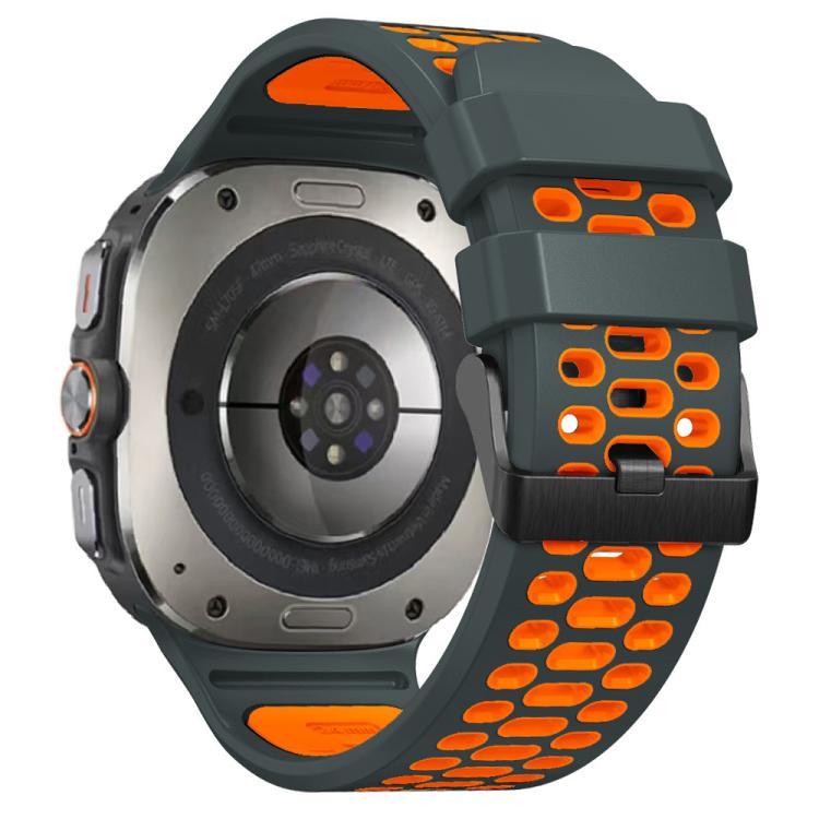 For Samsung Galaxy Watch Ultra 47mm / Ultra 2025 Two Color Silicone Breathable Watch Band(Grey Orange) by bashfashion