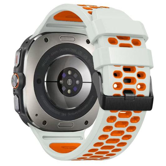 For Samsung Galaxy Watch Ultra 47mm / Ultra 2025 Two Color Silicone Breathable Watch Band(Fog Gray Orange) by bashfashion