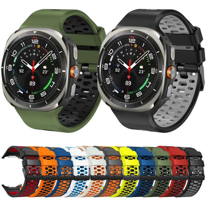 For Samsung Galaxy Watch Ultra 47mm / Ultra 2025 Two Color Silicone Breathable Watch Band(Lime Black) by bashfashion