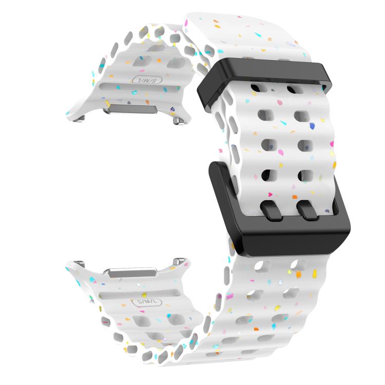 For Samsung Galaxy Watch Ultra 47mm / Ultra 2025 Dual Buckle Colorful Dots Silicone Watch Band(White) by bashfashion