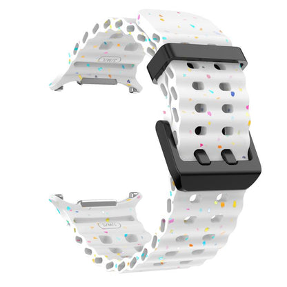 For Samsung Galaxy Watch Ultra 47mm / Ultra 2025 Dual Buckle Colorful Dots Silicone Watch Band(White) by bashfashion