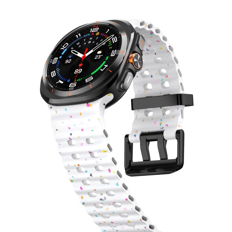 For Samsung Galaxy Watch Ultra 47mm / Ultra 2025 Dual Buckle Colorful Dots Silicone Watch Band(White) by bashfashion
