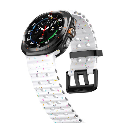 For Samsung Galaxy Watch Ultra 47mm / Ultra 2025 Dual Buckle Colorful Dots Silicone Watch Band(White) by bashfashion