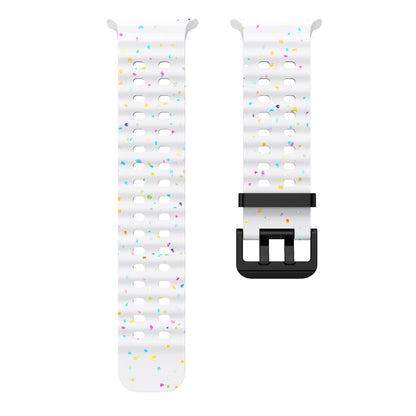 For Samsung Galaxy Watch Ultra 47mm / Ultra 2025 Dual Buckle Colorful Dots Silicone Watch Band(White) by bashfashion
