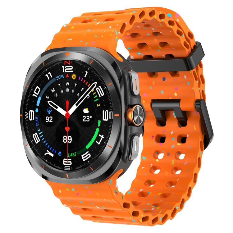 For Samsung Galaxy Watch Ultra 47mm / Ultra 2025 Dual Buckle Colorful Dots Silicone Watch Band(Orange) by bashfashion