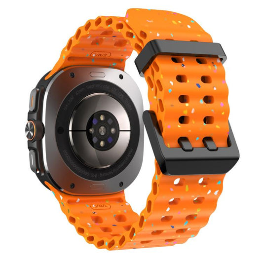 For Samsung Galaxy Watch Ultra 47mm / Ultra 2025 Dual Buckle Colorful Dots Silicone Watch Band(Orange) by bashfashion