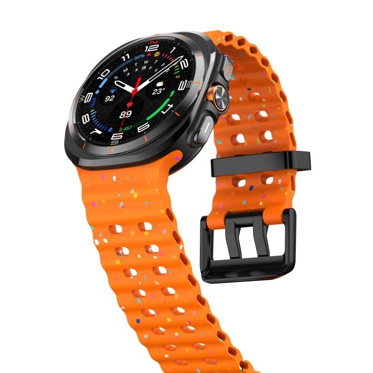 For Samsung Galaxy Watch Ultra 47mm / Ultra 2025 Dual Buckle Colorful Dots Silicone Watch Band(Orange) by bashfashion