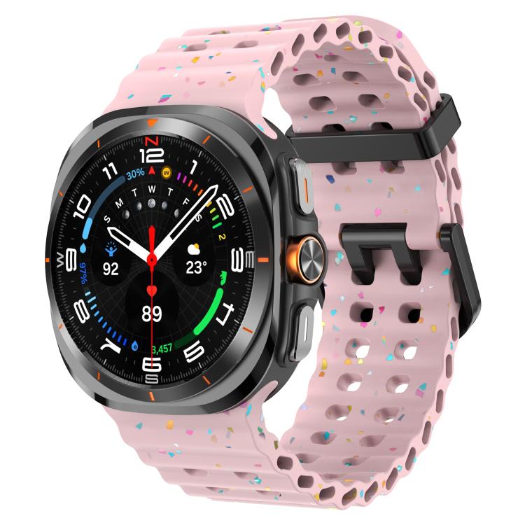 For Samsung Galaxy Watch Ultra 47mm / Ultra 2025 Dual Buckle Colorful Dots Silicone Watch Band(Pink) by bashfashion