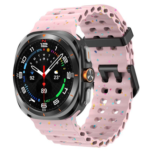 For Samsung Galaxy Watch Ultra 47mm / Ultra 2025 Dual Buckle Colorful Dots Silicone Watch Band(Pink) by bashfashion