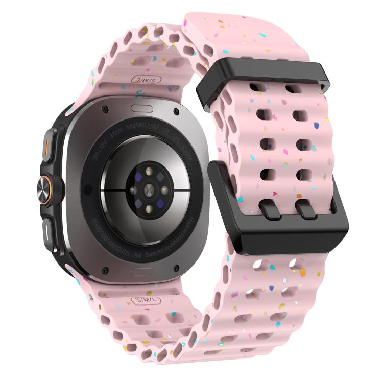 For Samsung Galaxy Watch Ultra 47mm / Ultra 2025 Dual Buckle Colorful Dots Silicone Watch Band(Pink) by bashfashion