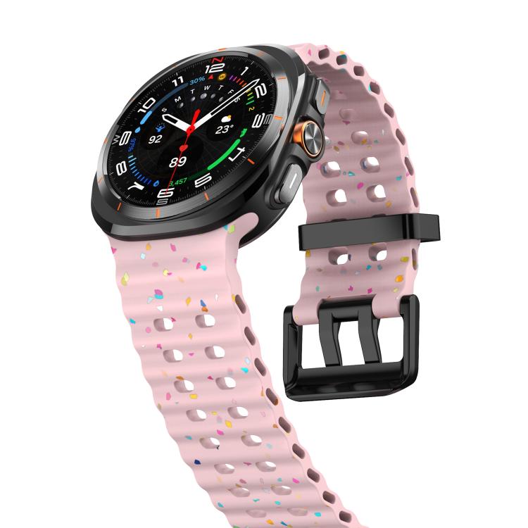 For Samsung Galaxy Watch Ultra 47mm / Ultra 2025 Dual Buckle Colorful Dots Silicone Watch Band(Pink) by bashfashion