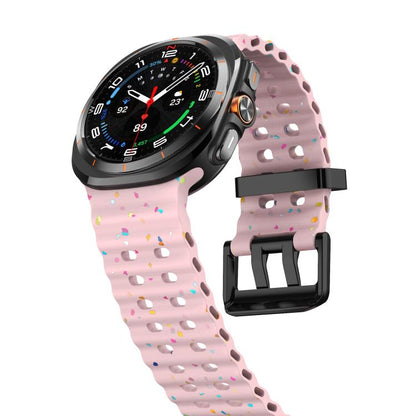 For Samsung Galaxy Watch Ultra 47mm / Ultra 2025 Dual Buckle Colorful Dots Silicone Watch Band(Pink) by bashfashion