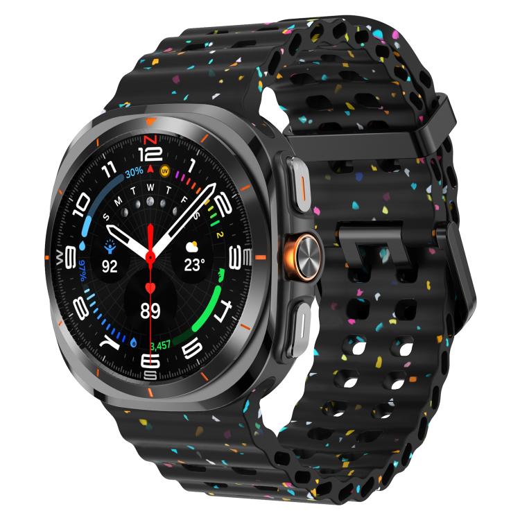 For Samsung Galaxy Watch Ultra 47mm / Ultra 2025 Dual Buckle Colorful Dots Silicone Watch Band(Black) by bashfashion