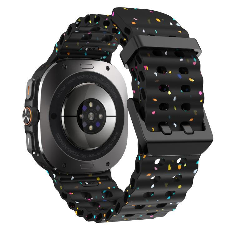 For Samsung Galaxy Watch Ultra 47mm / Ultra 2025 Dual Buckle Colorful Dots Silicone Watch Band(Black) by bashfashion