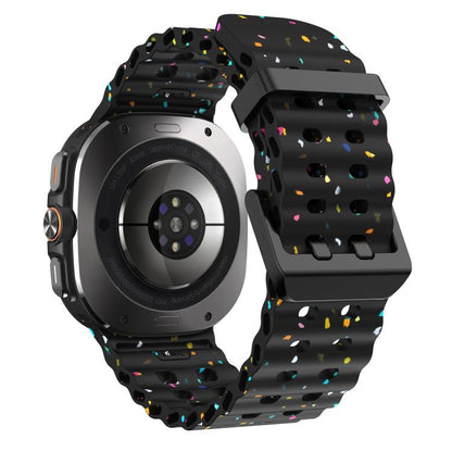 For Samsung Galaxy Watch Ultra 47mm / Ultra 2025 Dual Buckle Colorful Dots Silicone Watch Band(Black) by bashfashion