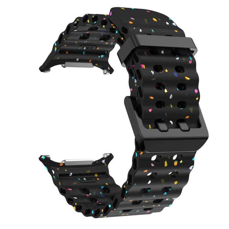 For Samsung Galaxy Watch Ultra 47mm / Ultra 2025 Dual Buckle Colorful Dots Silicone Watch Band(Black) by bashfashion