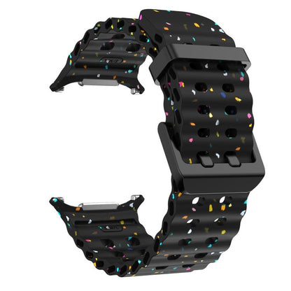 For Samsung Galaxy Watch Ultra 47mm / Ultra 2025 Dual Buckle Colorful Dots Silicone Watch Band(Black) by bashfashion