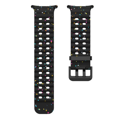For Samsung Galaxy Watch Ultra 47mm / Ultra 2025 Dual Buckle Colorful Dots Silicone Watch Band(Black) by bashfashion