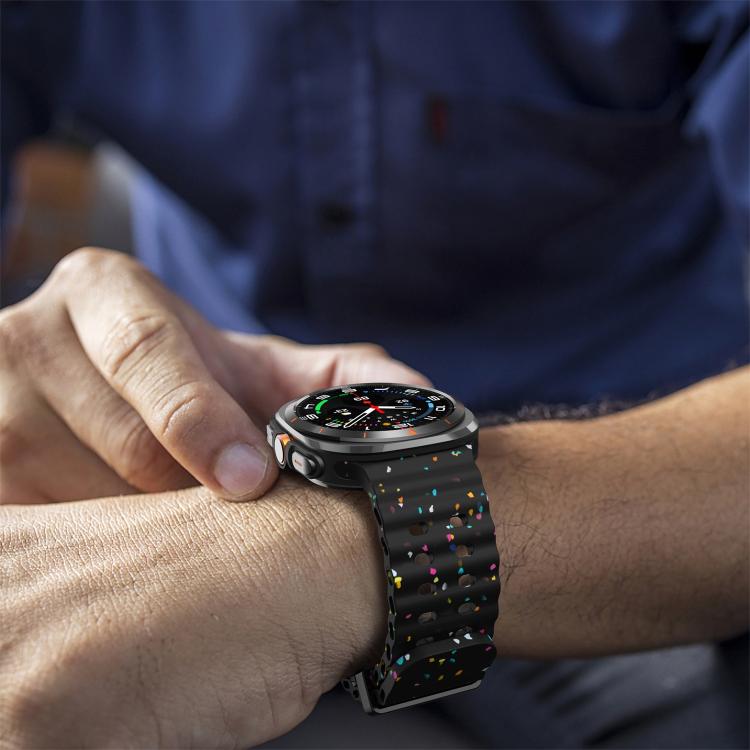 For Samsung Galaxy Watch Ultra 47mm / Ultra 2025 Dual Buckle Colorful Dots Silicone Watch Band(Black) by bashfashion