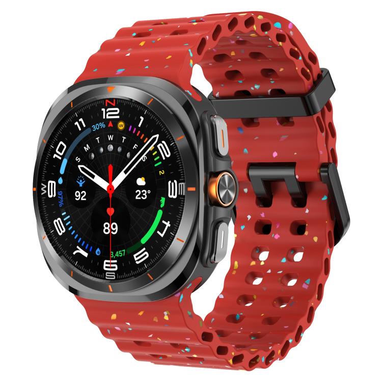 For Samsung Galaxy Watch Ultra 47mm / Ultra 2025 Dual Buckle Colorful Dots Silicone Watch Band(Red) by bashfashion