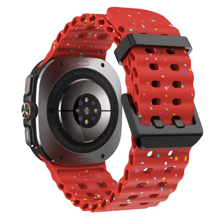 For Samsung Galaxy Watch Ultra 47mm / Ultra 2025 Dual Buckle Colorful Dots Silicone Watch Band(Red) by bashfashion