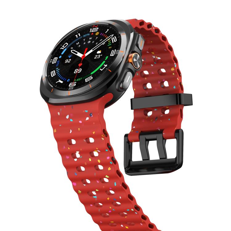 For Samsung Galaxy Watch Ultra 47mm / Ultra 2025 Dual Buckle Colorful Dots Silicone Watch Band(Red) by bashfashion