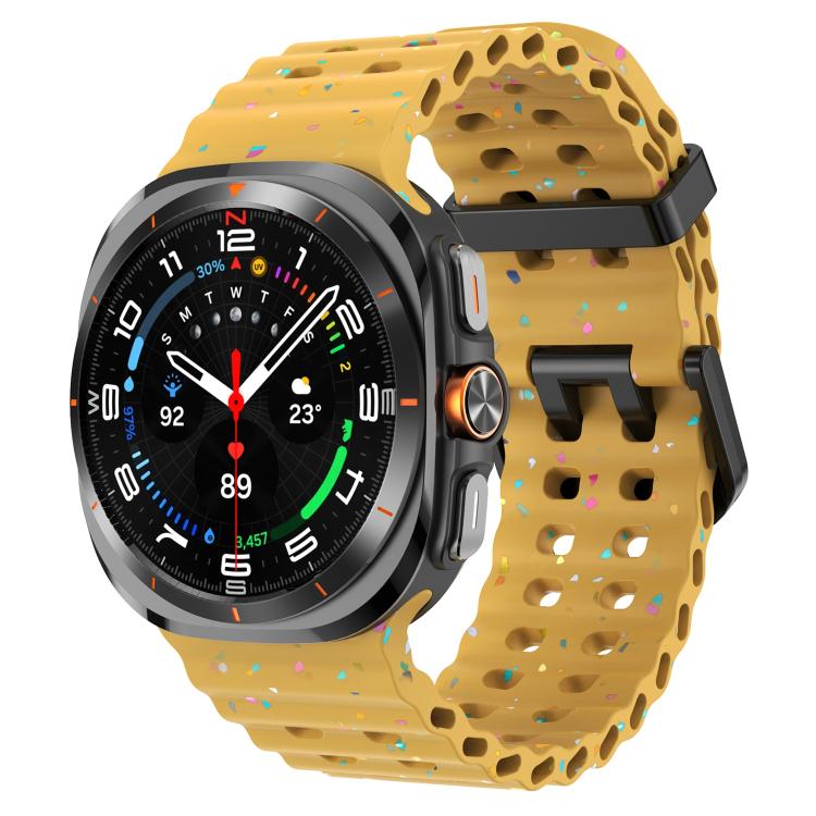 For Samsung Galaxy Watch Ultra 47mm / Ultra 2025 Dual Buckle Colorful Dots Silicone Watch Band(Yellow) by bashfashion