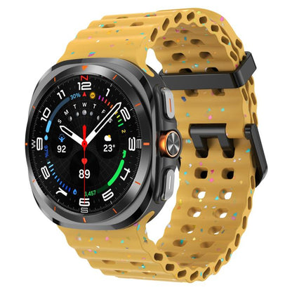 For Samsung Galaxy Watch Ultra 47mm / Ultra 2025 Dual Buckle Colorful Dots Silicone Watch Band(Yellow) by bashfashion