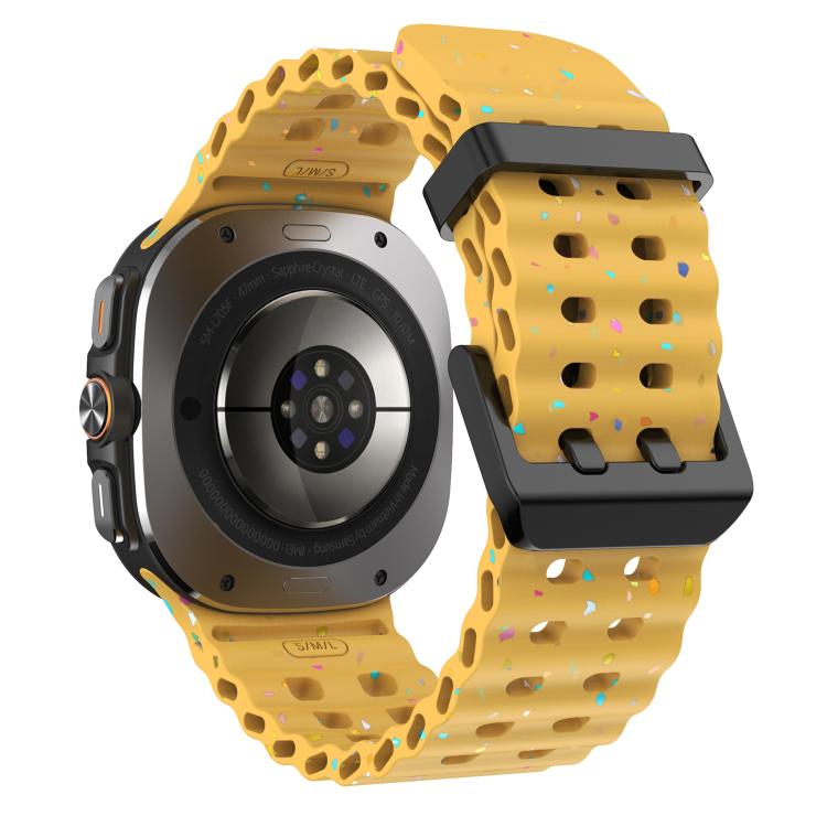 For Samsung Galaxy Watch Ultra 47mm / Ultra 2025 Dual Buckle Colorful Dots Silicone Watch Band(Yellow) by bashfashion