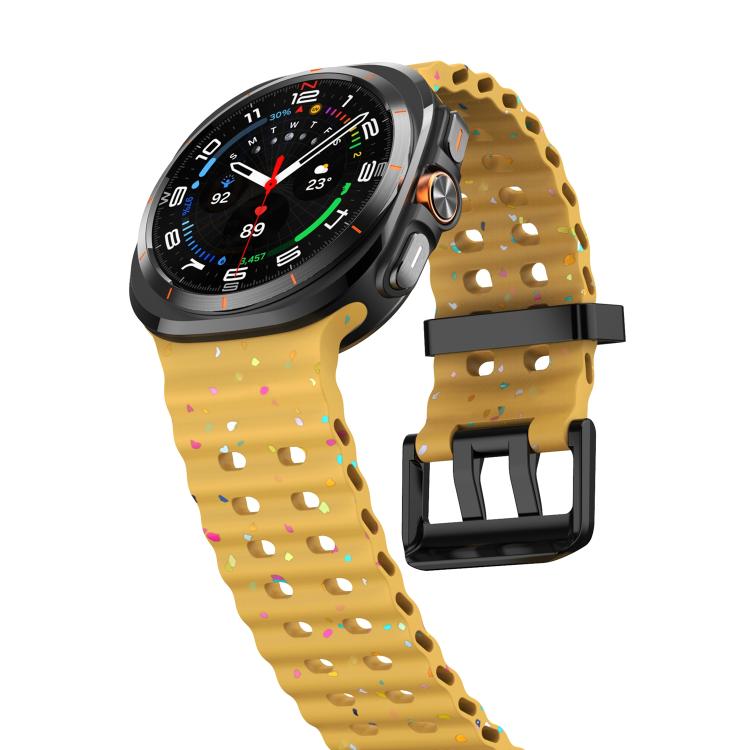 For Samsung Galaxy Watch Ultra 47mm / Ultra 2025 Dual Buckle Colorful Dots Silicone Watch Band(Yellow) by bashfashion