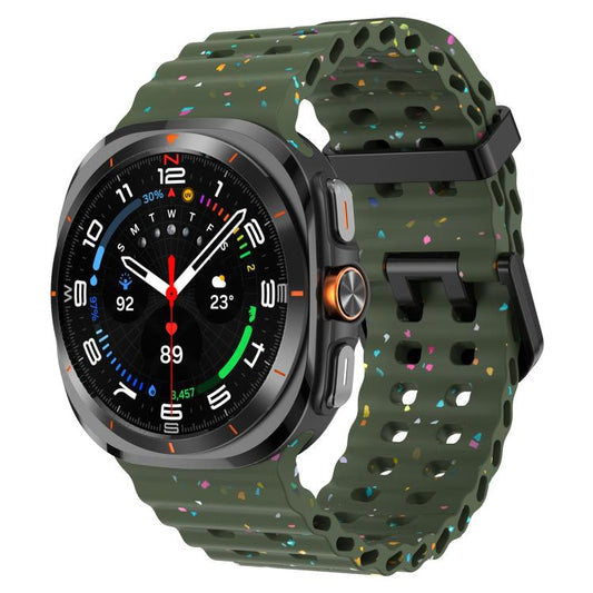 For Samsung Galaxy Watch Ultra 47mm / Ultra 2025 Dual Buckle Colorful Dots Silicone Watch Band(Army Green) by bashfashion