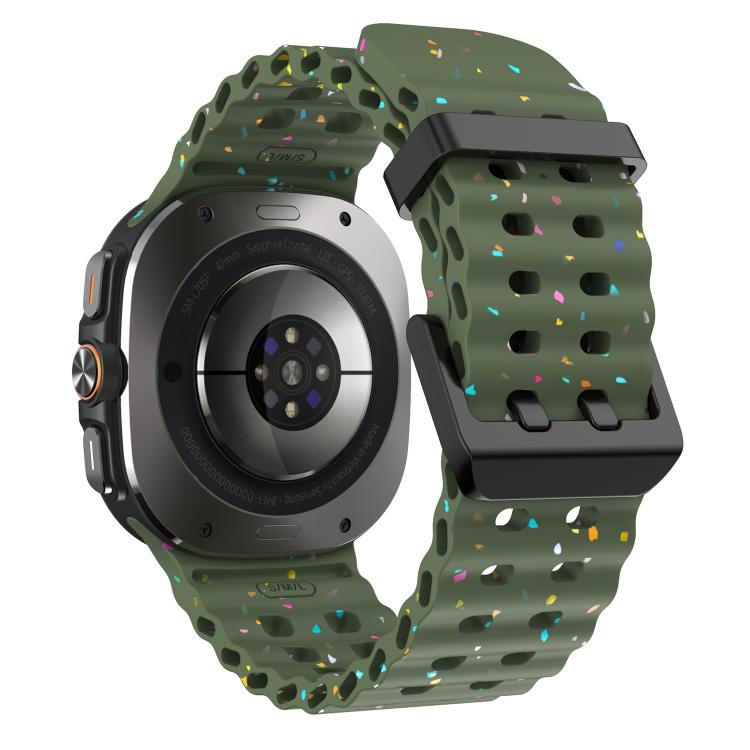 For Samsung Galaxy Watch Ultra 47mm / Ultra 2025 Dual Buckle Colorful Dots Silicone Watch Band(Army Green) by bashfashion