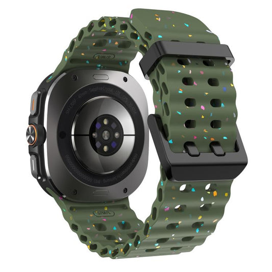 For Samsung Galaxy Watch Ultra 47mm / Ultra 2025 Dual Buckle Colorful Dots Silicone Watch Band(Army Green) by bashfashion