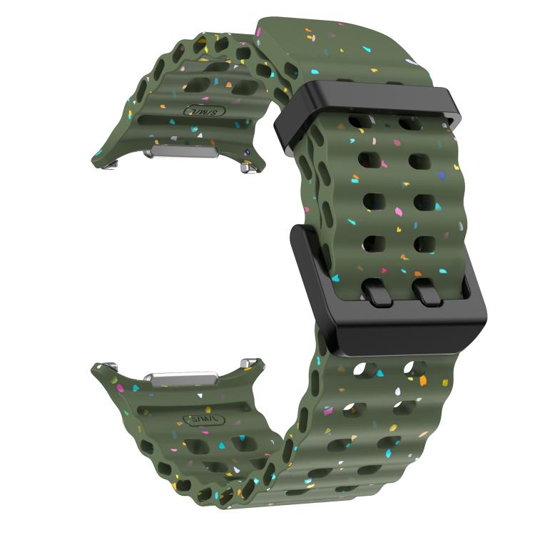 For Samsung Galaxy Watch Ultra 47mm / Ultra 2025 Dual Buckle Colorful Dots Silicone Watch Band(Army Green) by bashfashion