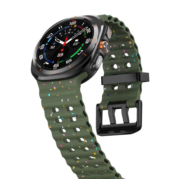 For Samsung Galaxy Watch Ultra 47mm / Ultra 2025 Dual Buckle Colorful Dots Silicone Watch Band(Army Green) by bashfashion