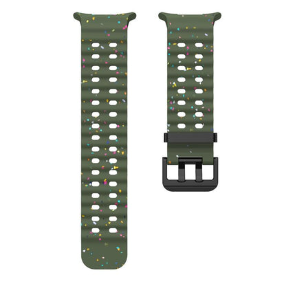 For Samsung Galaxy Watch Ultra 47mm / Ultra 2025 Dual Buckle Colorful Dots Silicone Watch Band(Army Green) by bashfashion