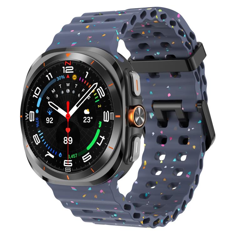 For Samsung Galaxy Watch Ultra 47mm / Ultra 2025 Dual Buckle Colorful Dots Silicone Watch Band(Blue Gray) by bashfashion