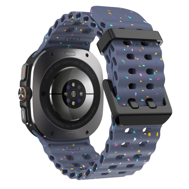 For Samsung Galaxy Watch Ultra 47mm / Ultra 2025 Dual Buckle Colorful Dots Silicone Watch Band(Blue Gray) by bashfashion