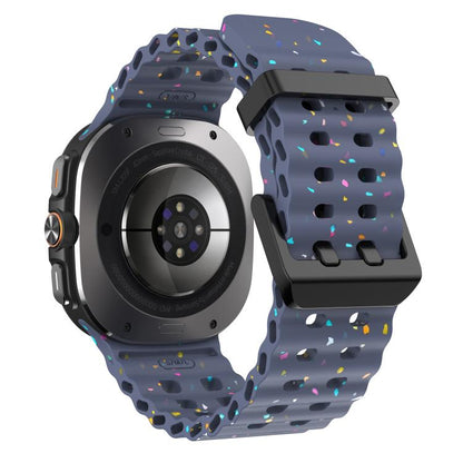 For Samsung Galaxy Watch Ultra 47mm / Ultra 2025 Dual Buckle Colorful Dots Silicone Watch Band(Blue Gray) by bashfashion