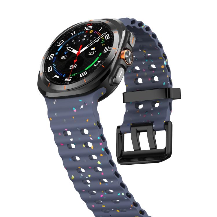For Samsung Galaxy Watch Ultra 47mm / Ultra 2025 Dual Buckle Colorful Dots Silicone Watch Band(Blue Gray) by bashfashion