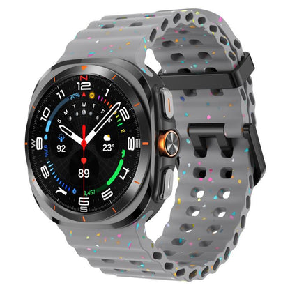 For Samsung Galaxy Watch Ultra 47mm / Ultra 2025 Dual Buckle Colorful Dots Silicone Watch Band(Space Gray) by bashfashion