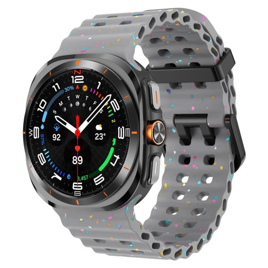 For Samsung Galaxy Watch Ultra 47mm / Ultra 2025 Dual Buckle Colorful Dots Silicone Watch Band(Space Gray) by bashfashion